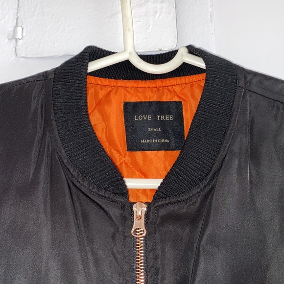 Love Tree Black Bomber Jacket Size Small - Picture 2 of 4